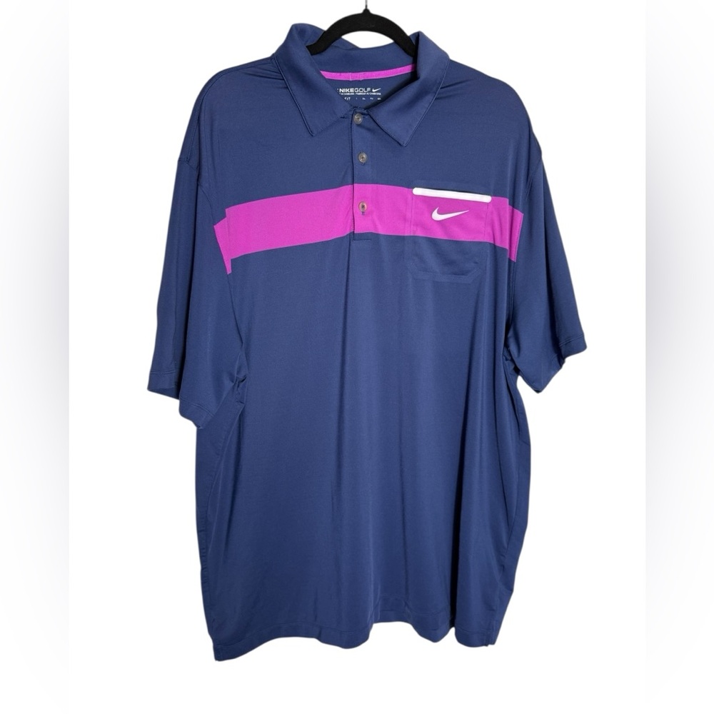 NIKE Shirt Size XXL Men's Blue and Pink Nike Golf Dri‎ Fit Polo Shirt 💙💜